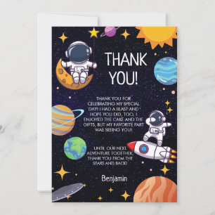 かわいい宇宙テーマ任意の年齢誕生日 サンキューカード