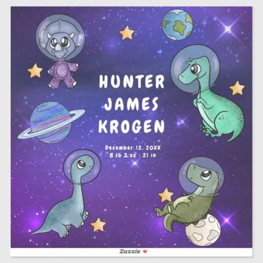 かわいい宇宙ディノ恐竜ウォッシュスターズ惑星ベビー シール (シート)