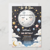 かわいい宇宙ナイトスカイ2月2日の誕生日 招待状 (正面)