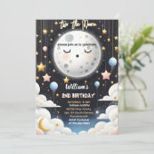 かわいい宇宙ナイトスカイ2月2日の誕生日 招待状 (スタンド正面)