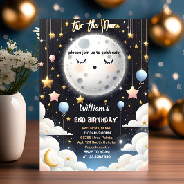 かわいい宇宙ナイトスカイ2月2日の誕生日 招待状