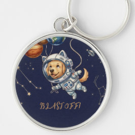 かわいい宇宙パピー宇宙飛行士の誕生日キーチェーン キーホルダー