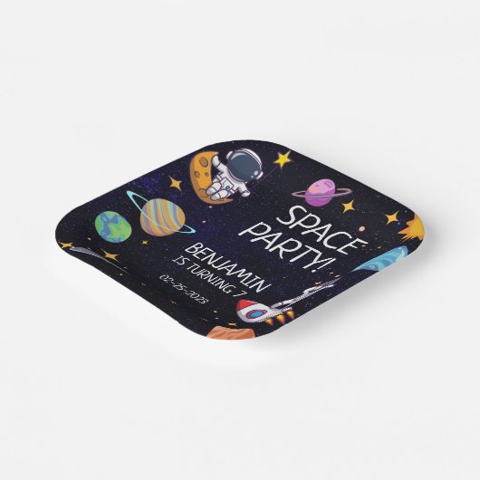 かわいい宇宙パーティー任意の年齢誕生日 ペーパープレート (傾斜あり)