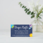 かわいい宇宙プラネット銀河系ベビーシャワーおむつラッフル エンクロージャーカード (スタンド正面)