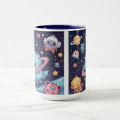 かわいい宇宙マグカップ - 愛らしい銀河デザイン マグカップ (中央)