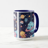 かわいい宇宙マグカップ - 愛らしい銀河デザイン マグカップ (正面右)