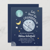 かわいい宇宙モダンベビーシャワー招待状 (正面/裏面)