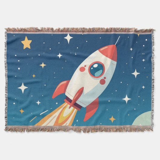 かわいい宇宙ロケットが打ち上がる スローブランケット (正面)