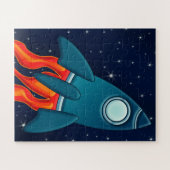 かわいい宇宙ロケットと宇宙のデザイン ジグソーパズル (横)