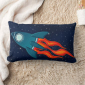 かわいい宇宙ロケットと宇宙のデザイン ランバークッション (ブランケット)