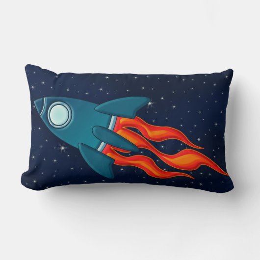 かわいい宇宙ロケットと宇宙のデザイン ランバークッション (正面)