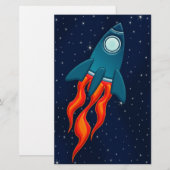 かわいい宇宙ロケットと宇宙のデザイン 便箋 (正面/裏面)
