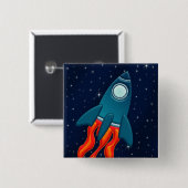 かわいい宇宙ロケットと宇宙のデザイン 缶バッジ (正面&裏面)