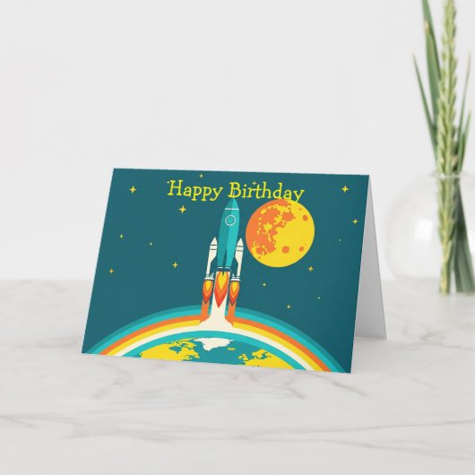 かわいい宇宙ロケットのキャラクター カード (正面)