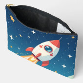 かわいい宇宙ロケットの打ち上げ アクセサリーポーチ (見開き)