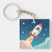 かわいい宇宙ロケットの打ち上げ キーホルダー (正面)
