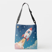 かわいい宇宙ロケットの打ち上げ クロスボディバッグ (裏面)
