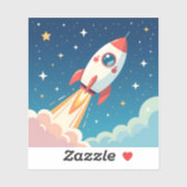 かわいい宇宙ロケットの打ち上げ シール (シート)