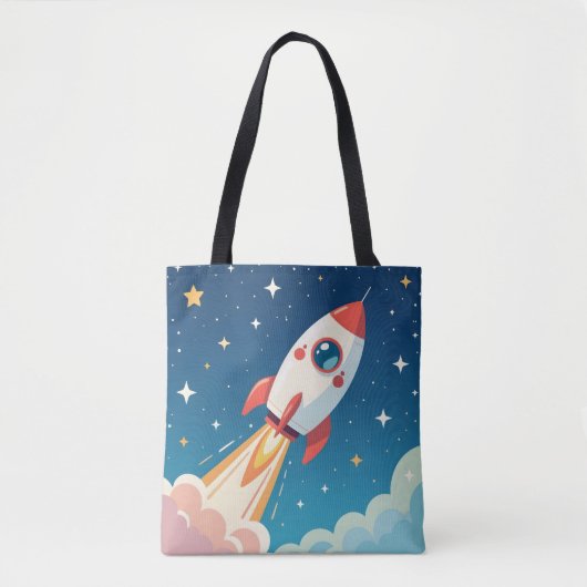 かわいい宇宙ロケットの打ち上げ トートバッグ (正面)