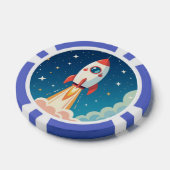 かわいい宇宙ロケットの打ち上げ ポーカーチップ (シングル)