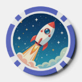 かわいい宇宙ロケットの打ち上げ ポーカーチップ (裏面)