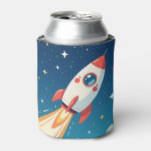 かわいい宇宙ロケットの打ち上げ 缶クーラー (缶正面)