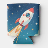 かわいい宇宙ロケットの打ち上げ 缶クーラー (正面)