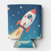 かわいい宇宙ロケットの打ち上げ 缶クーラー (裏面)