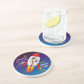 かわいい宇宙ロケット船ブラストオフ誕生日 コースター (側面)