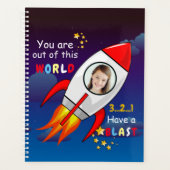 かわいい宇宙ロケット船ブラストオフ誕生日 プランナー手帳 (正面)