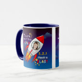 かわいい宇宙ロケット船ブラストオフ誕生日 マグカップ (正面左)