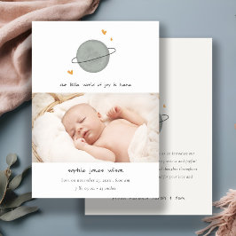 かわいい宇宙ワールドハート写真誕生のお知らせ サンキューカード