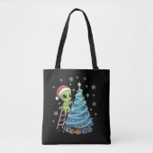 かわいい宇宙人のサンタのクリスマスの飾り トートバッグ (正面)