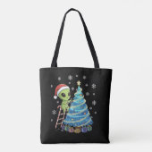 かわいい宇宙人のサンタのクリスマスの飾り トートバッグ (裏面)
