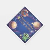 かわいい宇宙人 誕生日パーティー スタンダードランチョンナプキン (角)