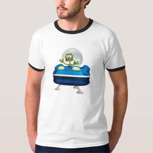 かわいい宇宙人UFOキャラクター宇宙アート Tシャツ (正面)