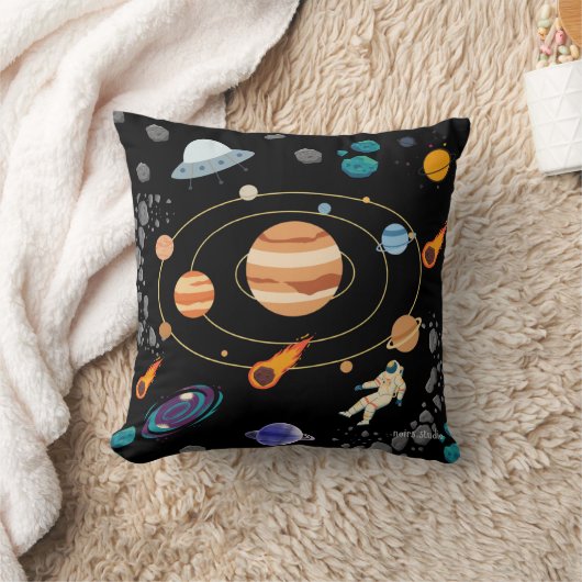 かわいい宇宙冒険のスローピロー クッション (ブランケット)