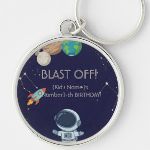 かわいい宇宙冒険の誕生日パーティー キーホルダー