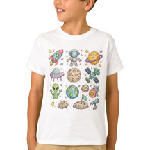 かわいい宇宙冒険キッズTシャツ
