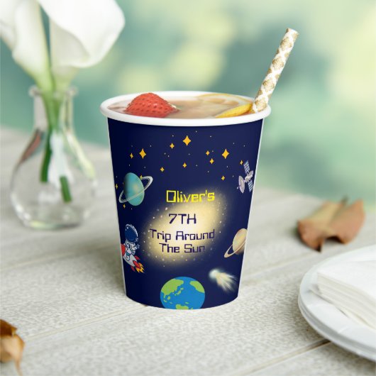 かわいい宇宙宇宙飛行士バースデーパーティー 紙コップ (インサイチュ)