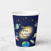 かわいい宇宙宇宙飛行士バースデーパーティー 紙コップ (裏面)