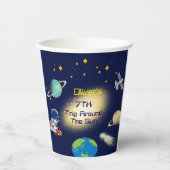 かわいい宇宙宇宙飛行士バースデーパーティー 紙コップ (正面)
