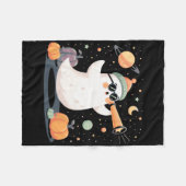 かわいい宇宙幽霊望遠鏡不気味ハロウィンポンプ フリースブランケット (正面(横))