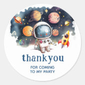 かわいい宇宙惑星サンクスギューパーティーステッカー ラウンドシール (正面)