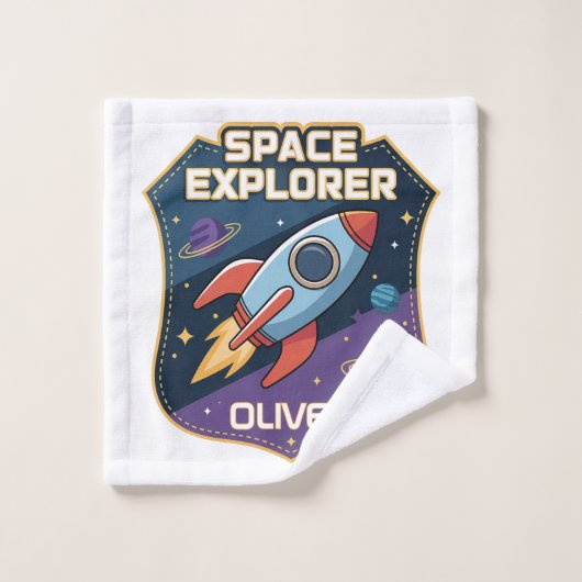 かわいい宇宙探検家のバッジ ウォッシュタオル (ウォッシュタオル)