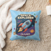 かわいい宇宙探検家のバッジ クッション (ブランケット)