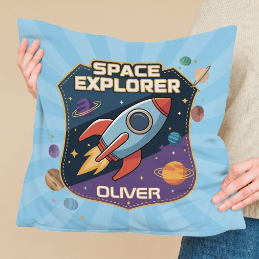 かわいい宇宙探検家のバッジ クッション