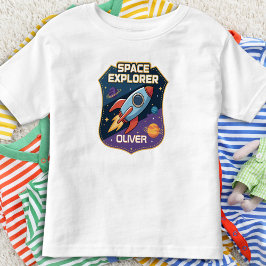 かわいい宇宙探検家のバッジ トドラーTシャツ