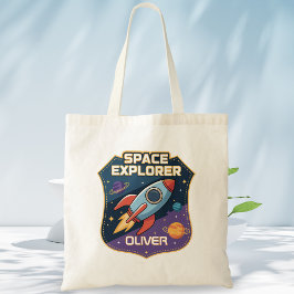 かわいい宇宙探検家のバッジ トートバッグ