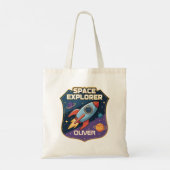 かわいい宇宙探検家のバッジ トートバッグ (裏面)